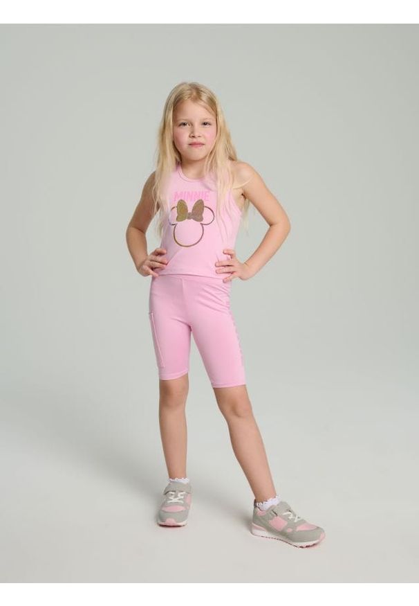Sinsay - Krótkie legginsy Minnie Mouse - wielobarwny. Długość: krótkie. Wzór: motyw z bajki