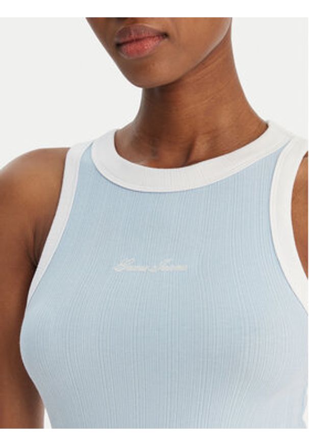 Guess Jeans Top W6GPZ8 KF641 Błękitny Slim Fit. Kolor: niebieski. Materiał: bawełna