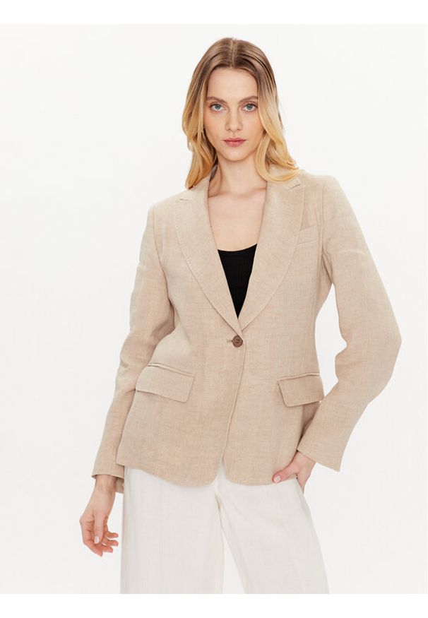 Weekend Max Mara Marynarka Nalut 2350410431 Beżowy Regular Fit. Kolor: beżowy. Materiał: len