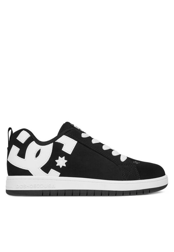 DC Shoes Sneakersy COURT GRAFFIK ADBS100207-BKW Czarny. Kolor: czarny. Materiał: nubuk, skóra