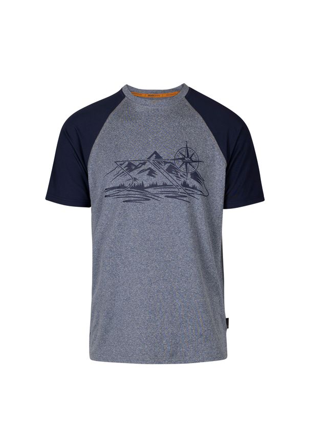 TRESPASS - T-shirt Męski Z Górą Fullmer. Kolor: fioletowy, szary, niebieski, wielokolorowy. Sport: turystyka piesza