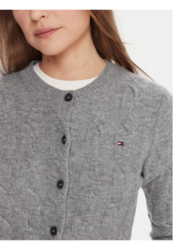 TOMMY HILFIGER - Tommy Hilfiger Kardigan WW0WW47463 Szary Regular Fit. Kolor: szary. Materiał: wełna