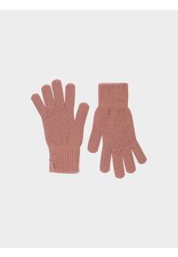 outhorn - Rękawiczki z wiskozą damskie Outhorn - różowe. Kolor: różowy. Materiał: wiskoza. Wzór: aplikacja. Sezon: zima