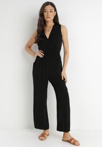 Born2be - Czarny Kombinezon Hame. Kolor: czarny. Materiał: wiskoza. Długość rękawa: na ramiączkach. Długość: długie. Styl: elegancki #2