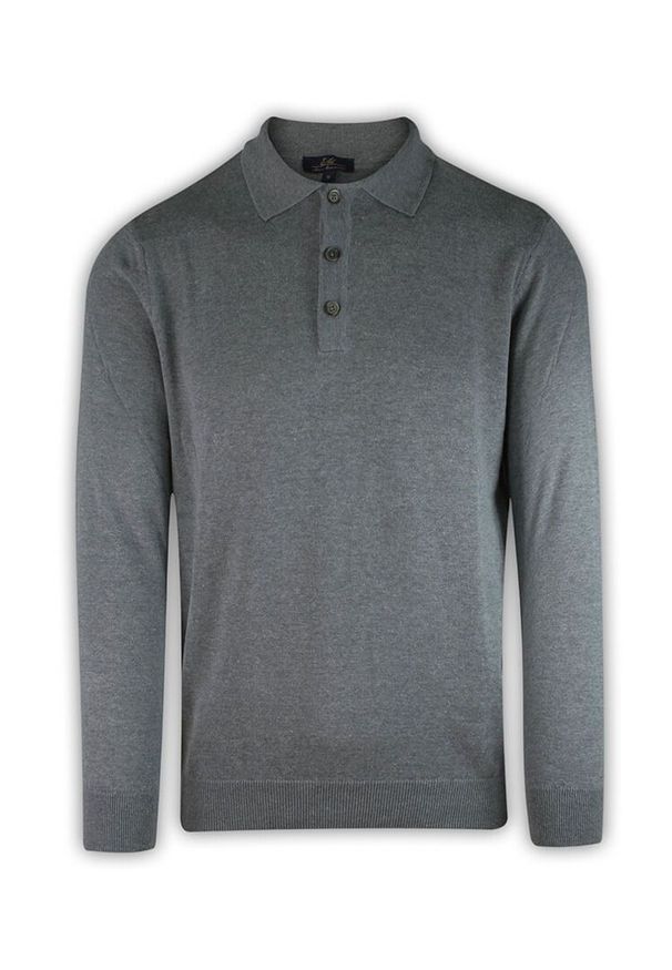 Sweter, Szary z Kołnierzykiem, Góra Rozpinana na Guziki, Jednokolorowy -EM Men's Accessories. Kolor: szary. Materiał: akryl, bawełna. Sezon: zima, jesień. Styl: klasyczny