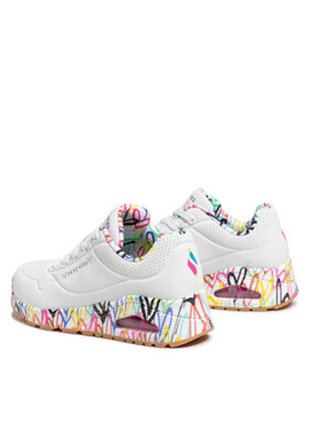 skechers - Skechers Sneakersy Uno Loving Love 155506/WHT Biały. Kolor: biały. Materiał: skóra