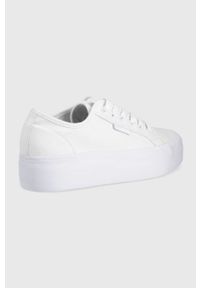 DC tenisówki damskie kolor biały. Nosek buta: okrągły. Zapięcie: sznurówki. Kolor: biały. Materiał: materiał, guma