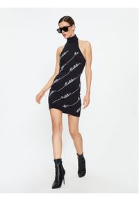 ROTATE Sukienka dzianinowa Sequin Logo 110112100 Czarny Slim Fit. Kolor: czarny. Materiał: bawełna #4