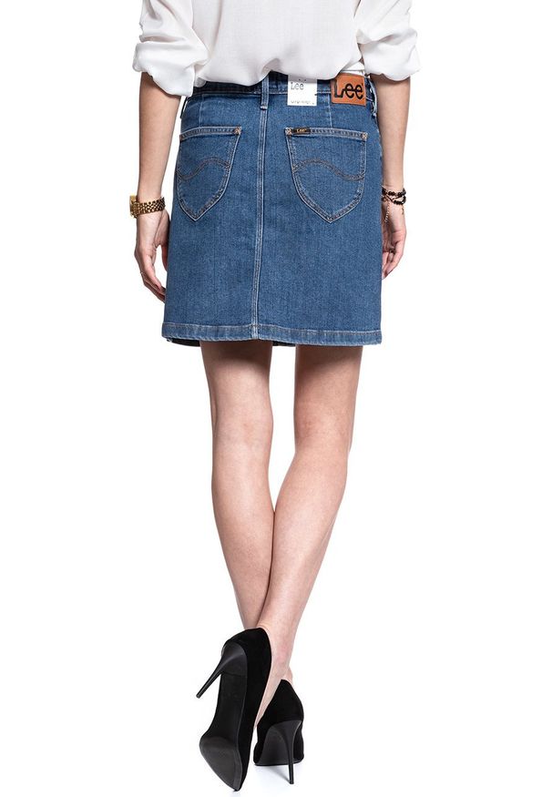 Lee - SPÓDNICA JEANSOWA LEE A LINE SKIRT MID STONEWASH L38NMG44 112108286. Materiał: jeans