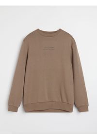 Sinsay - Bluza crewneck z napisem - brązowy. Kolor: brązowy. Wzór: napisy