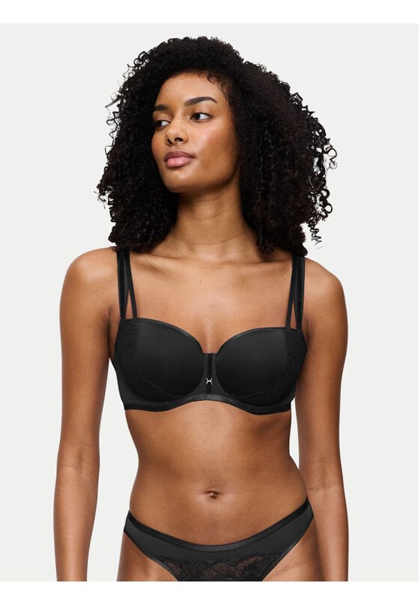 Triumph Biustonosz z fiszbiną Palina Moonlight Kiss 10224803 Czarny. Kolor: czarny. Materiał: syntetyk