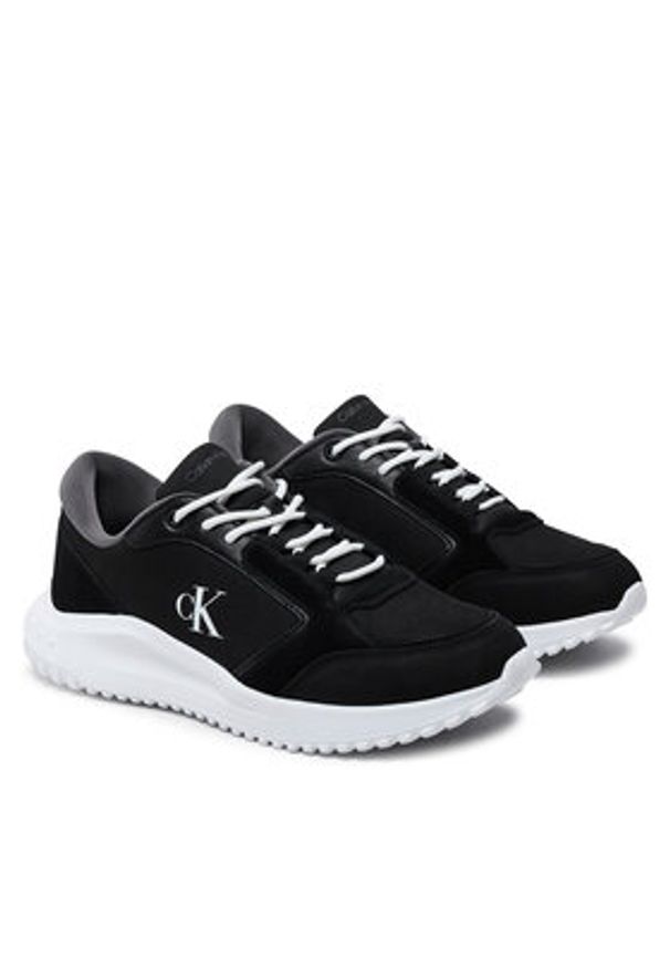 Calvin Klein Jeans Sneakersy Eva Runner Low Mg Wmm YM0YM01145 Czarny. Kolor: czarny. Materiał: skóra
