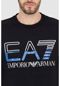 EA7 Emporio Armani - EA7 Czarna bluza męska z niebieskim logo, Rozmiar S. Kolor: czarny #3