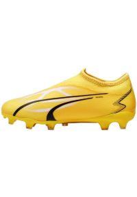 Buty piłkarskie Puma Ultra Match Ll FG/AG Jr 107514 04 żółte. Kolor: żółty. Szerokość cholewki: normalna. Sport: piłka nożna