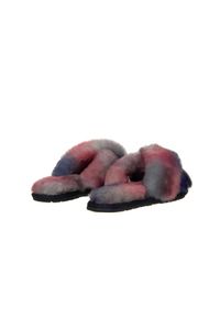 emu - Kapcie Emu Mayberry Tie Dye Sunset Purple 119136, Fiolet, Futro naturalne. Kolor: fioletowy. Materiał: skóra. Wzór: paski. Styl: elegancki #3