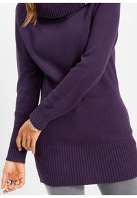 Długi sweter bonprix ciemny lila. Typ kołnierza: golf. Kolor: fioletowy. Długość: długie #2