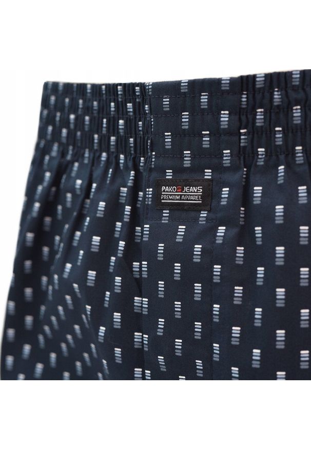 Męskie Bokserki Bawełniane - Pako Jeans - Granat, Drobny Wzór. Kolor: niebieski. Materiał: bawełna
