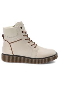 Beżowe Trzewiki Rieker Ocieplane Obuwie Damskie. Okazja: na co dzień. Zapięcie: zamek. Kolor: beżowy. Materiał: skóra. Szerokość cholewki: normalna. Sezon: zima, jesień. Styl: casual #7