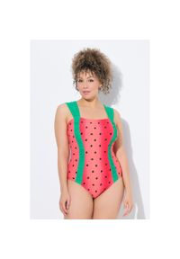 ULLA POPKEN - Damski Strój kąpielowy arbuz miękkie miseczki szerokie ramiączka. Kolekcja: plus size. Kolor: pomarańczowy. Materiał: poliester, elastan, poliamid, materiał