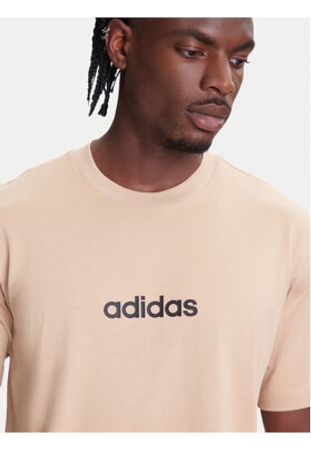 Adidas - adidas T-Shirt Essentials Linear JX5709 Beżowy Regular Fit. Kolor: beżowy. Materiał: bawełna