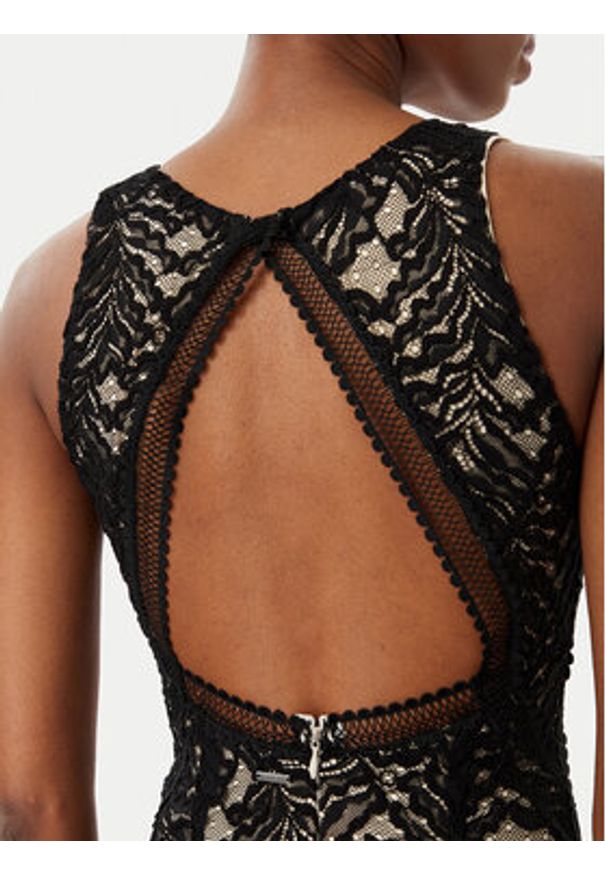 Guess Sukienka koktajlowa W5GT37 KCS90 Czarny Slim Fit. Kolor: czarny. Materiał: syntetyk, bawełna. Styl: wizytowy