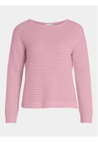 Vila Sweter Bellisina 14089578 Różowy Regular Fit. Kolor: różowy. Materiał: bawełna #5