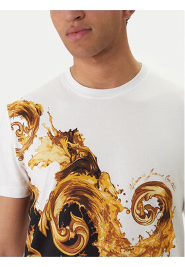 Versace Jeans Couture T-Shirt 80GAH6SB JS541 Biały Slim Fit. Kolor: biały. Materiał: bawełna