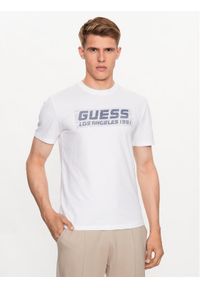 Guess T-Shirt Z3YI03 J1314 Biały Slim Fit. Kolor: biały. Materiał: bawełna