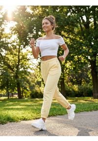 Sinsay - Spodnie jogger z dzianiny terry - żółty. Kolor: żółty. Materiał: dzianina #1