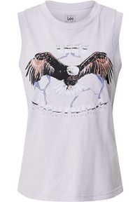 Lee - LEE MUSCLE TANK DAMSKI TOP NADRUK LAVENDER DUSK L43BETOA 112109539. Wzór: nadruk #3