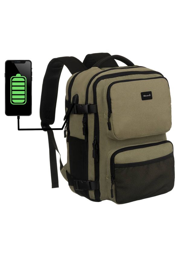 Plecak podróżny Himawari 2301-04 zielony. Kolor: zielony. Materiał: tkanina, poliester. Styl: casual, elegancki