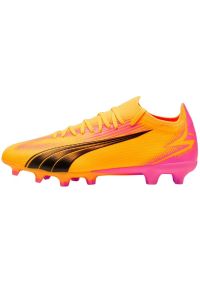 Buty piłkarskie Puma Ultra Match FG/AG 107754 03 pomarańczowe. Kolor: pomarańczowy. Szerokość cholewki: normalna. Sport: piłka nożna
