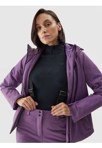 4f - Kurtka narciarska membrana 5000 damska - fioletowa. Kolor: fioletowy. Materiał: tkanina. Wzór: gładki. Sezon: zima #2
