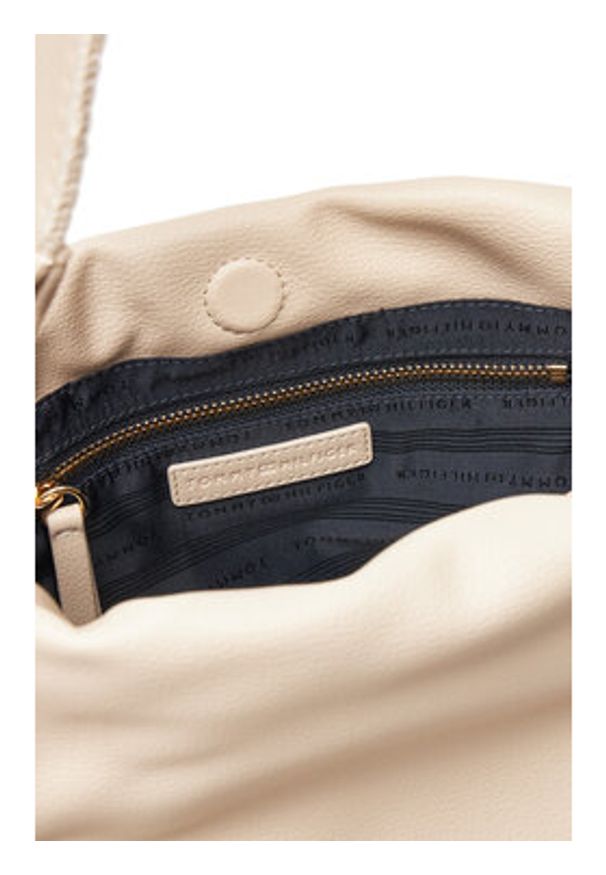 TOMMY HILFIGER - Tommy Hilfiger Torebka Th Soft Summer Bucket AW0AW17540 Beżowy. Kolor: beżowy. Materiał: skórzane
