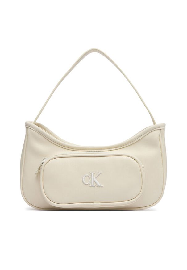 Calvin Klein Jeans Torebka Ck Shoulder Bag IU0IU00757 Kremowy. Kolor: kremowy. Materiał: skórzane