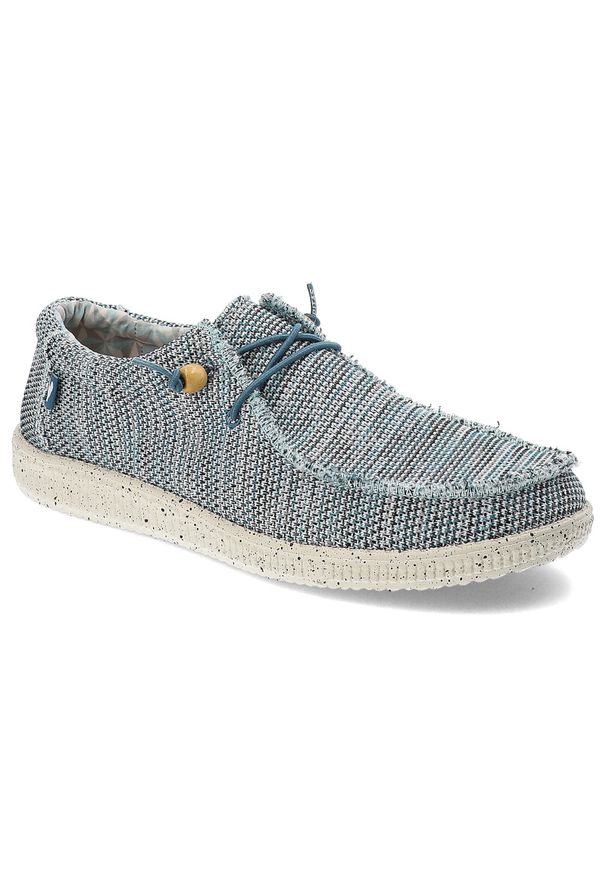 Niebieskie Półbuty Pitas Modne Obuwie Męskie. Okazja: na co dzień, na spacer. Zapięcie: sznurówki. Kolor: niebieski. Materiał: materiał. Styl: casual