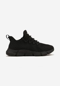 Born2be - Czarne Wsuwane Buty Sportowe Sneakersy z Siateczki na Tłoczonej Podeszwie Salafina. Okazja: na co dzień. Zapięcie: bez zapięcia. Kolor: czarny