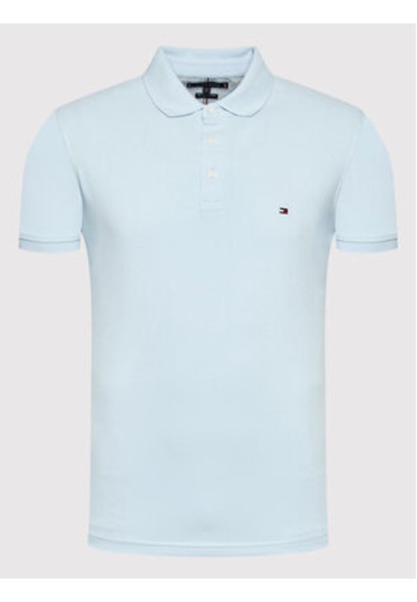 TOMMY HILFIGER - Tommy Hilfiger Polo MW0MW17771 Błękitny Slim Fit. Typ kołnierza: polo. Kolor: niebieski. Materiał: bawełna