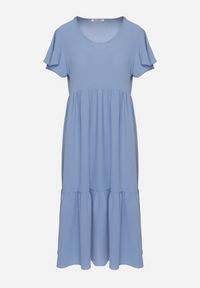 Born2be - Jasnoniebieska Sukienka o Rozkloszowanym Kroju z Wiskozą Filastia. Okazja: na co dzień. Typ kołnierza: dekolt w kształcie V. Kolor: niebieski. Materiał: wiskoza. Długość rękawa: krótki rękaw. Typ sukienki: rozkloszowane. Styl: klasyczny, casual, elegancki #2