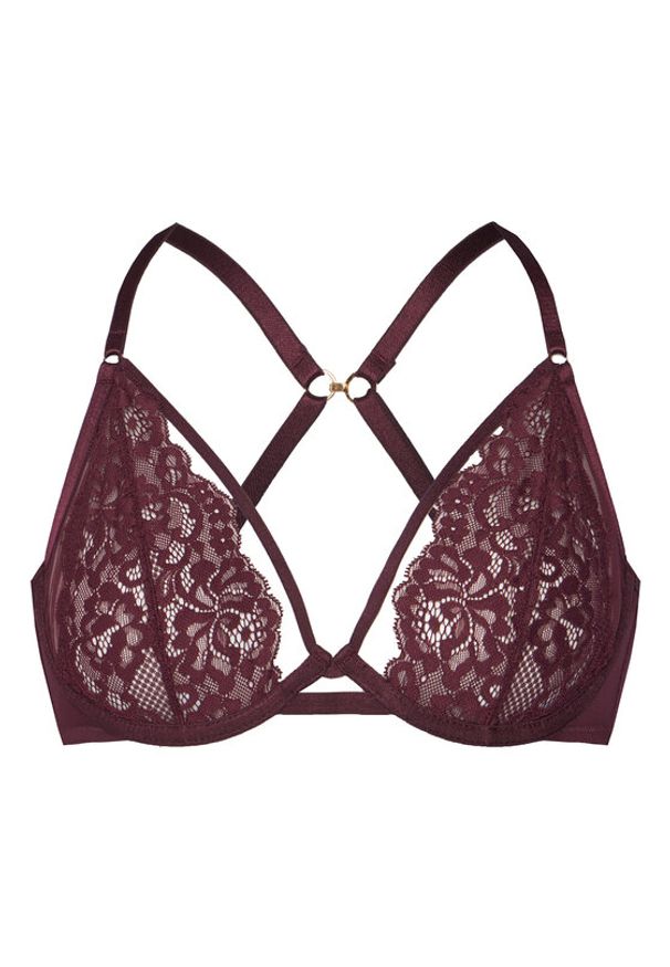 Hunkemöller Biustonosz z fiszbiną 302379 Bordowy. Kolor: czerwony. Materiał: syntetyk