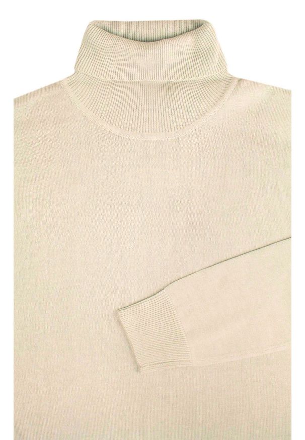 Elegancki Golf Męski - Brave Soul - Kremowy (Śmietankowy). Typ kołnierza: golf. Kolor: kremowy. Materiał: bawełna. Sezon: zima, jesień. Styl: elegancki