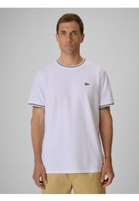 4f - 4F T-shirt regular gładki męski - biały L. Okazja: na co dzień. Kolor: biały. Materiał: bawełna, dzianina. Wzór: gładki. Styl: casual #1