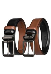 Skórzany, dwustronny pasek męski w czarnym i brązowym kolorze Peterson PTN LZB-34-BLACK-. Kolor: brązowy, wielokolorowy, czarny. Materiał: skóra. Styl: klasyczny #1