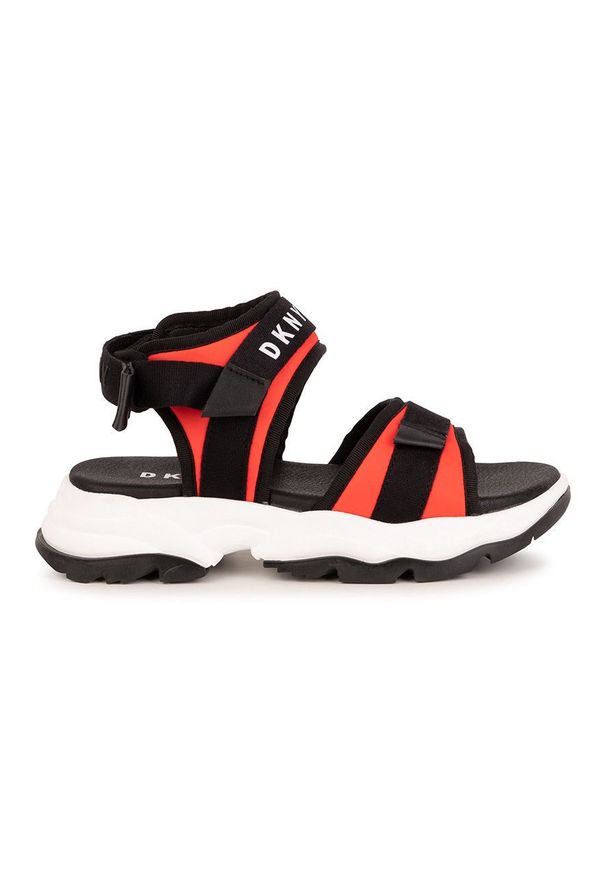 DKNY - Dkny sandały dziecięce kolor pomarańczowy. Zapięcie: rzepy. Kolor: pomarańczowy. Materiał: guma. Obcas: na platformie