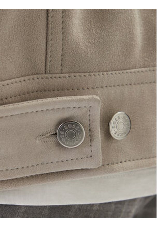 BOSS Kurtka skórzana Johot 50552130 Szary Regular Fit. Kolor: szary. Materiał: skóra