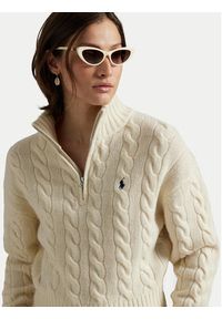 Polo Ralph Lauren Sweter 211972130003 Écru Relaxed Fit. Typ kołnierza: polo. Materiał: wełna #6