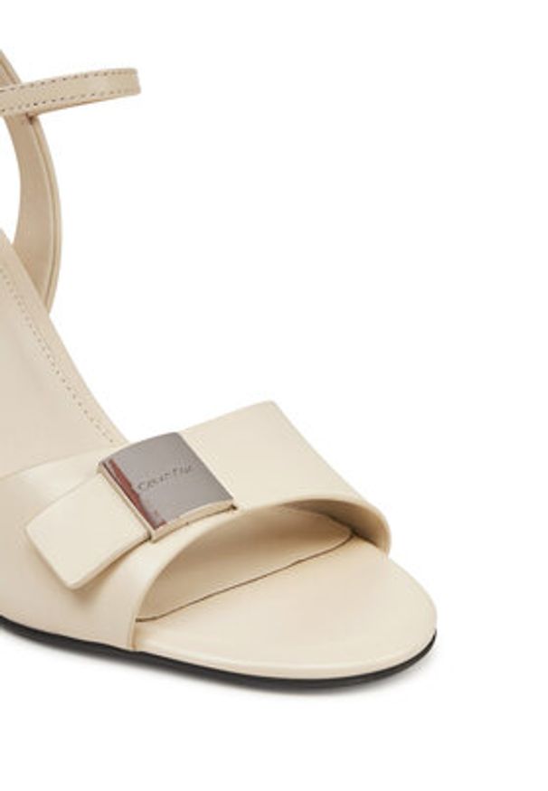 Calvin Klein Sandały Heel Sandal 85 W/Ck Hw - Lth HW0HW02485 Écru. Materiał: skóra