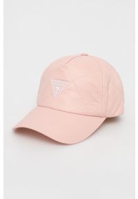 Guess czapka kolor różowy z aplikacją. Kolor: różowy. Wzór: aplikacja #1