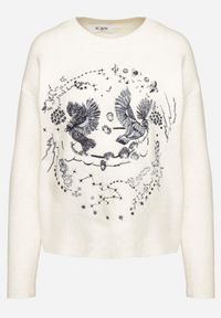 Born2be - Jasnobeżowy Sweter z Ozdobnym Haftem z Przodu Minavira. Okazja: na co dzień. Kolor: beżowy. Materiał: jeans. Wzór: haft. Styl: klasyczny, elegancki, casual #6