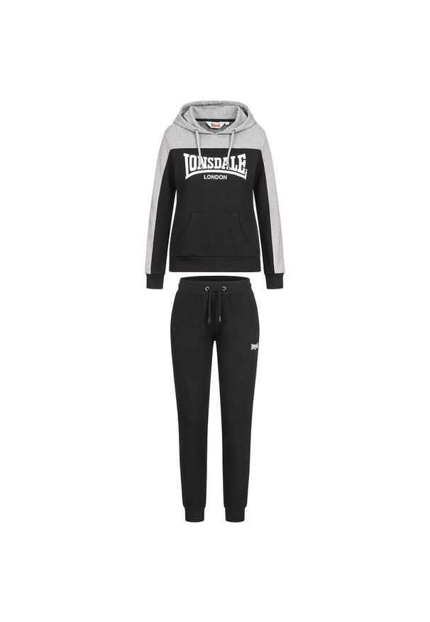Lonsdale - Bluza z kapturem dla kobiet Punch Lurgan. Kolor: czarny, szary, wielokolorowy. Materiał: dresówka